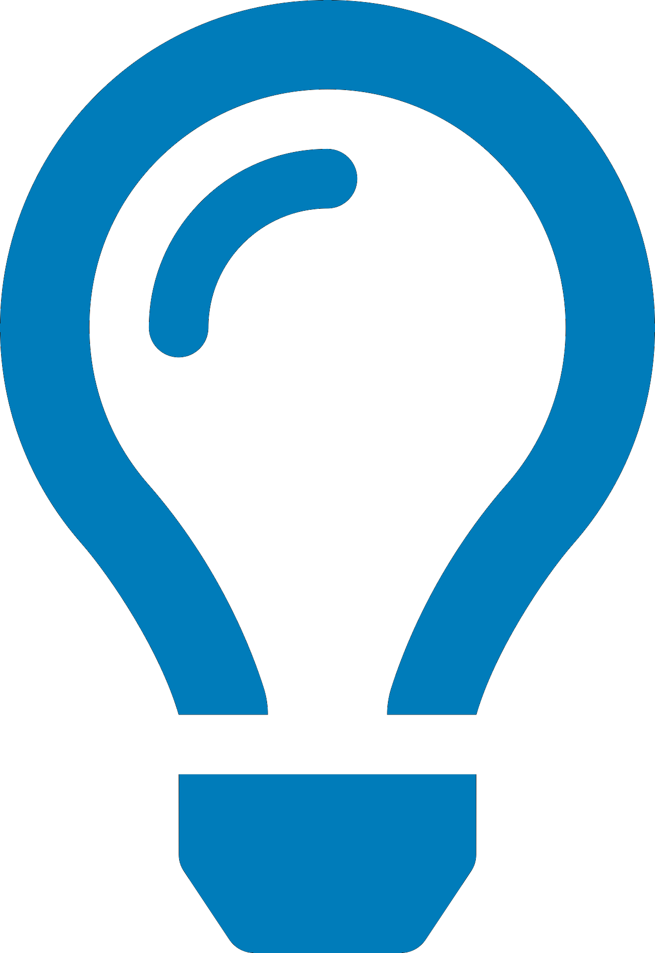 Description: A blue light bulb with a black background Description automatically generated